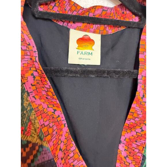 FARM RIO Dress Forest Tapestry Wrap Mini Bead Tassel Tie Print Medium $245 W173 - Picture 6 of 8
